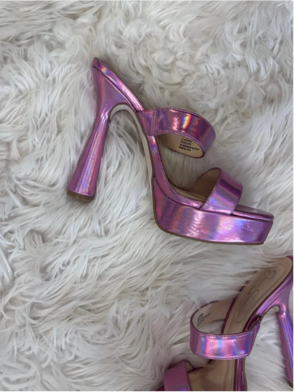 Jessica Simpson Sempira Platform Heel Pink Iridescent Heels Metallic 8.5
